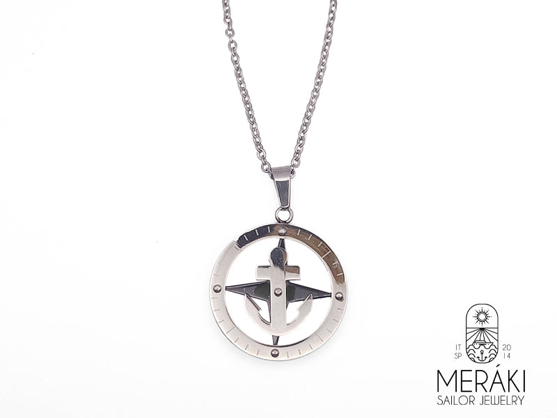 Collana Kai in acciaio con ancora e rosa dei venti