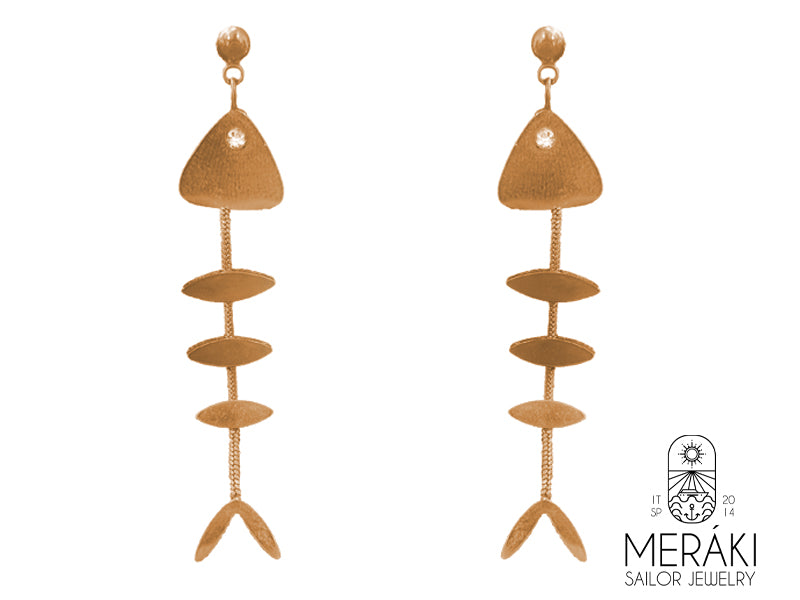 Orecchini Fishbone Rose lisca di pesce in acciaio