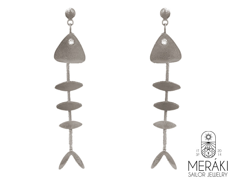 Orecchini Fishbone Silver lisca di pesce in acciaio