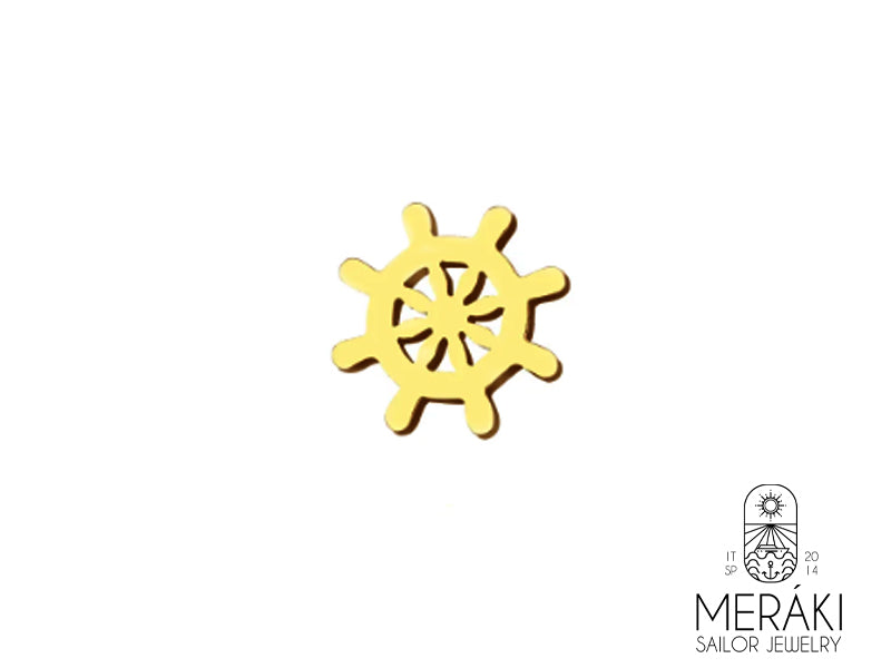 Mono orecchino Gold Rudder timone in acciaio dorato