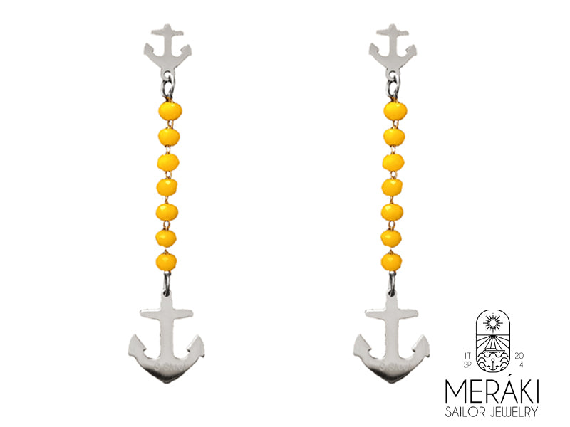 Orecchini Davey Yellow con ancore in acciaio