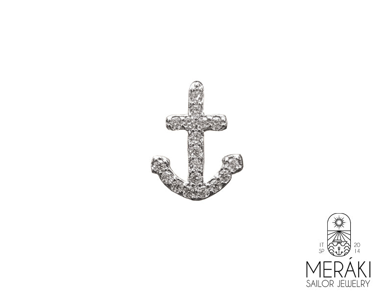 Orecchino William ancora con zirconi in acciaio