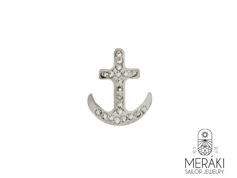 Mono orecchino Benjamin ancora con zirconi in acciaio