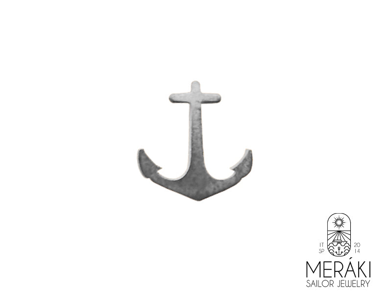 Mono orecchino Mantus ancora argentata in acciaio