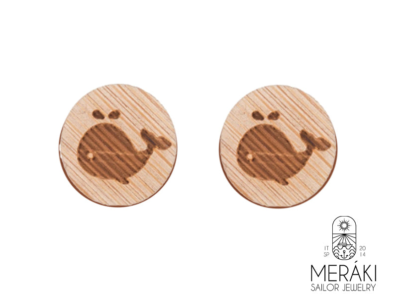 Orecchini Whale balenottera in legno