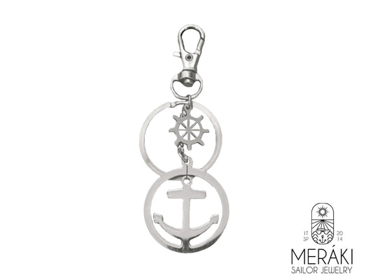 Murdoch keychain with steel anchor and rudder 