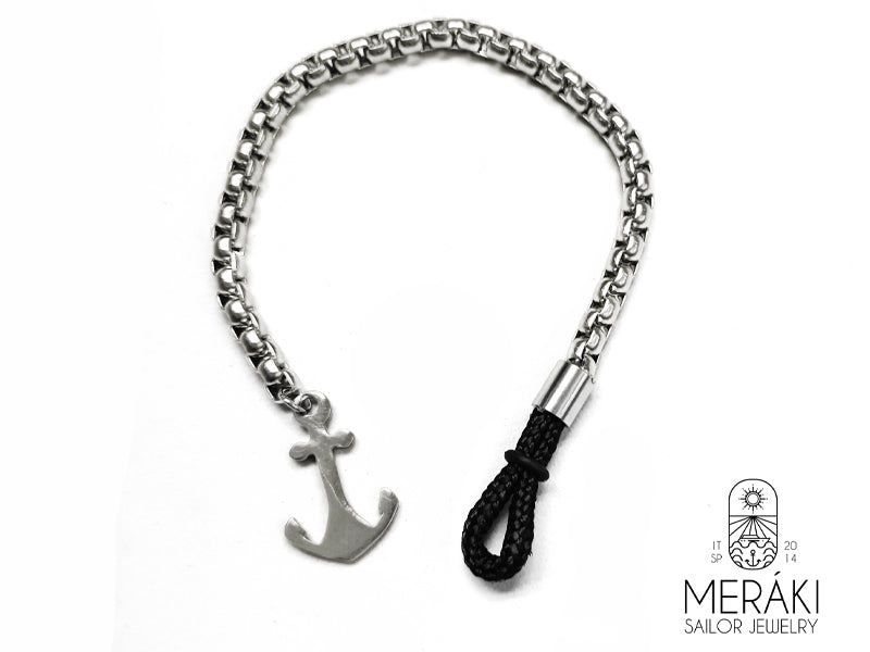 Bracciale in acciaio Edward snake con ancora