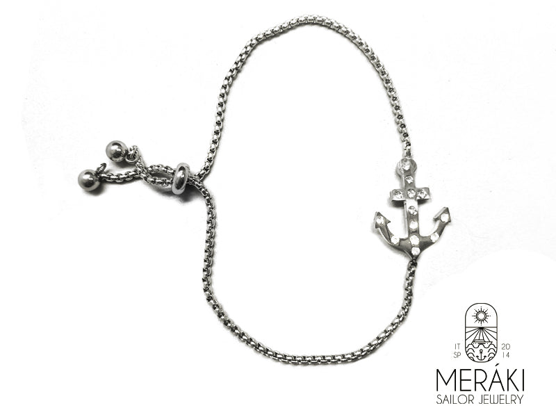 Meraki bracciale con ancora e cristalli