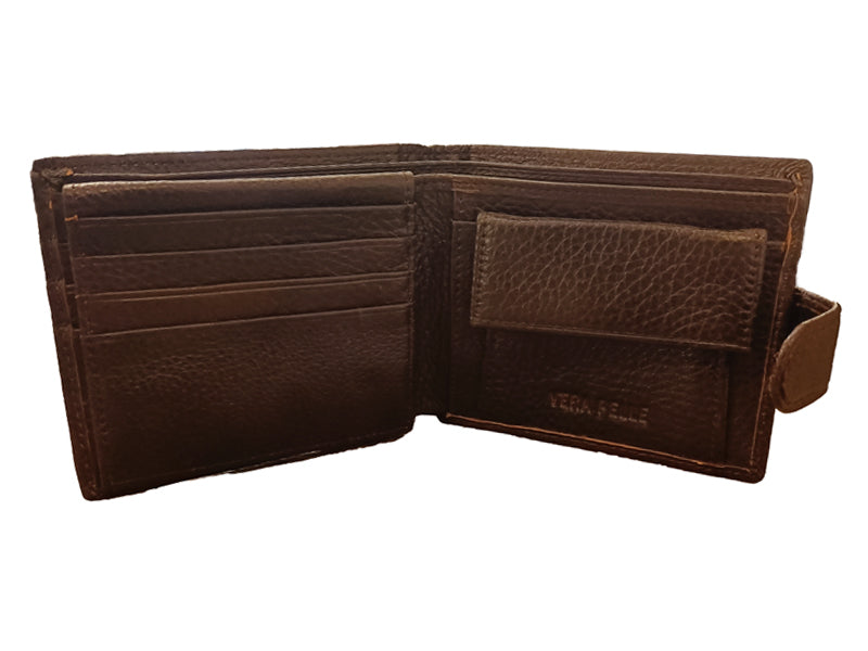 Portafoglio Origami da uomo in vera pelle martellata con bottone