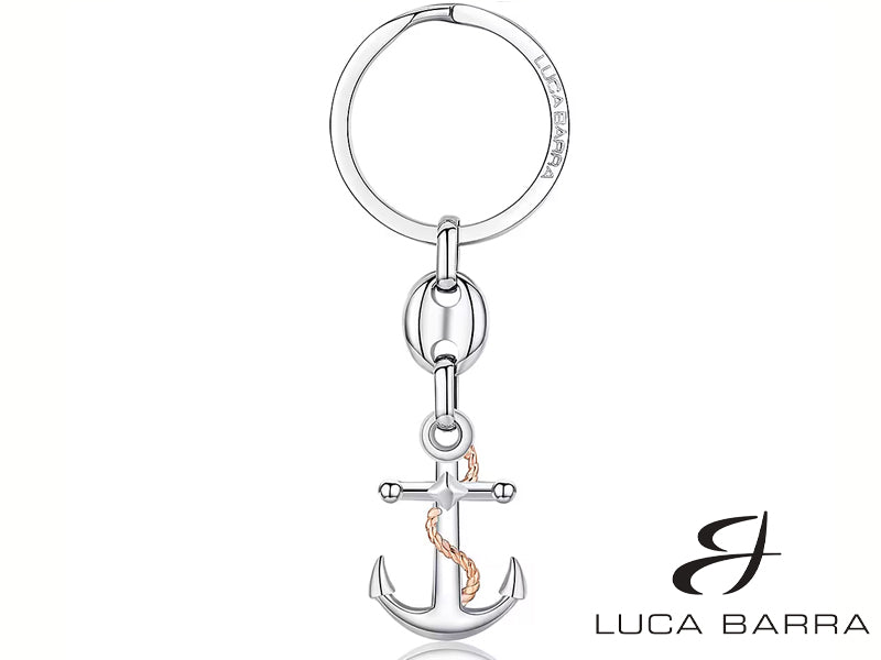 Portachiavi Uomo in acciaio con ancora e corda ip Rose