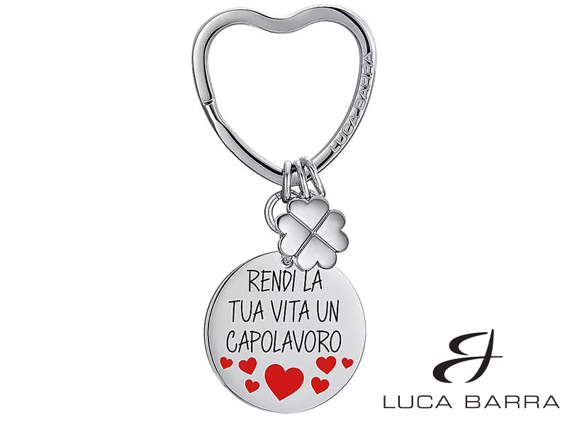 Scopri un accessorio unico e di tendenza con questo portachiavi da donna in acciaio con scritta "Rendi la tua vita un capolavoro" che trasmette forza ed energia.