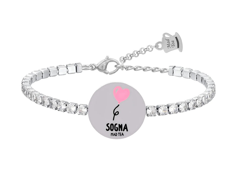 Bracciale con piccolo palloncino a forma di cuore simbolo di gioia, libertà e speranza associate al realizzare i propri sogni.