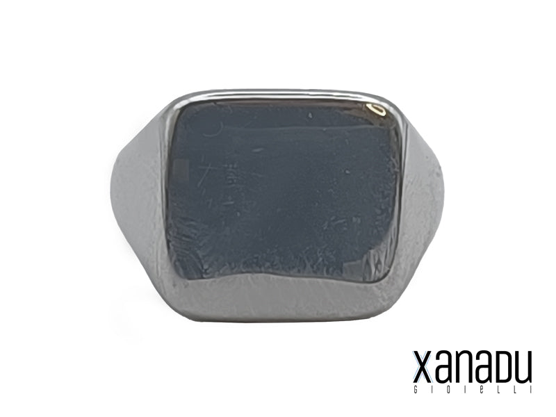 Anello da donna con sigillo in acciaio lucido