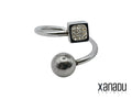 Anello collezione Xanadu Gioielli realizzato in acciaio inossidabile ricreando un piercing con zirconi bianchi