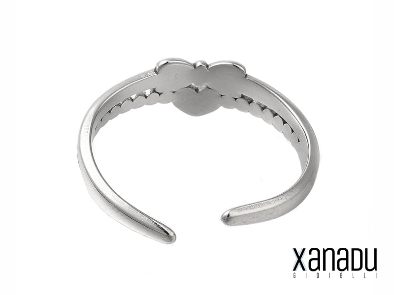 "An Unexpected Heart" steel ring with heart and bow 