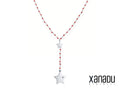 Collana in Acciaio con Stelle Pendenti e Cristalli rossi