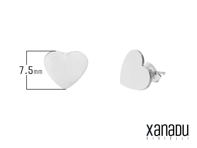 Orecchino in acciaio a forma di cuore da 7.5 mm 