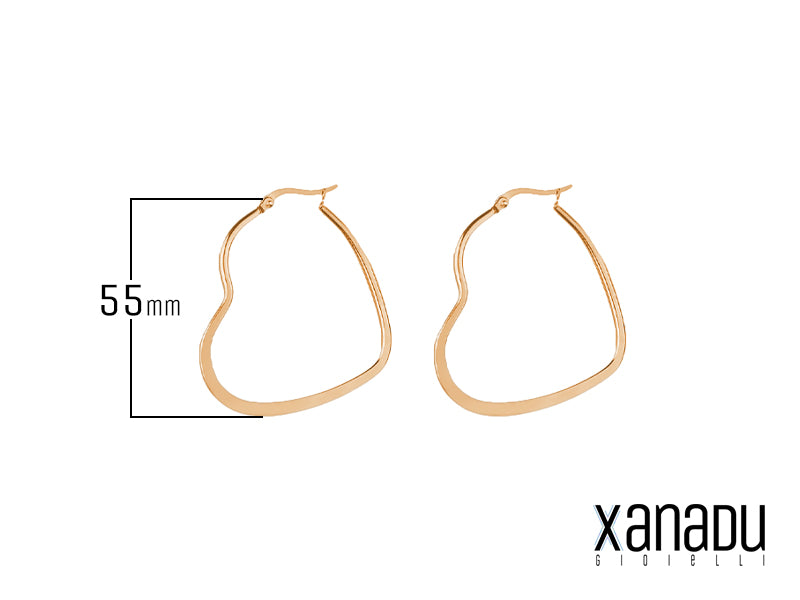 Dimensioni orecchini a cerchio con forma di cuore in acciaio inossidabile rosato