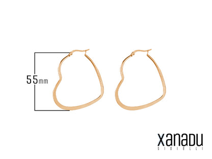 Dimensioni orecchini a cerchio con forma di cuore in acciaio inossidabile rosato