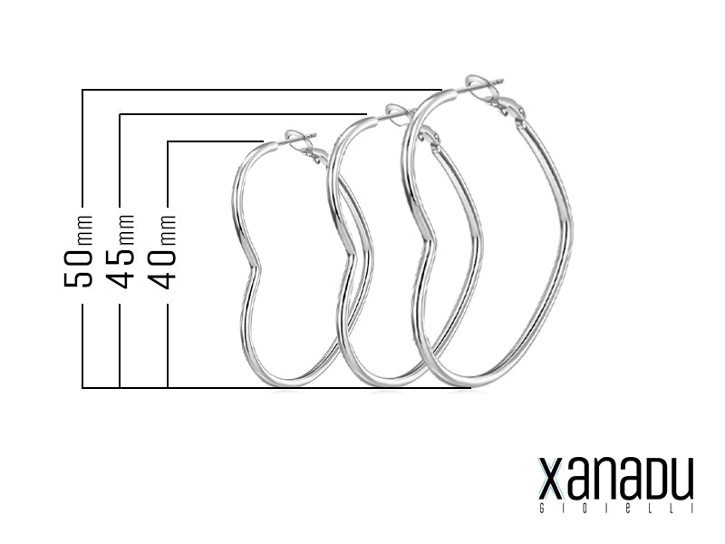 Dimensioni orecchini a molla con forma di cuore in acciaio inossidabile marchio Xanadu Gioielli