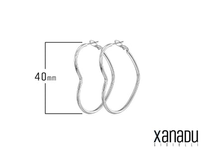 Orecchini a cerchio in acciaio a forma di cuore laterale argentato 40 mm