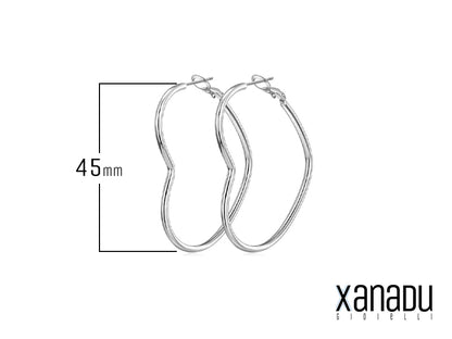 Orecchini a cerchio in acciaio a forma di cuore laterale argentato 45 mm