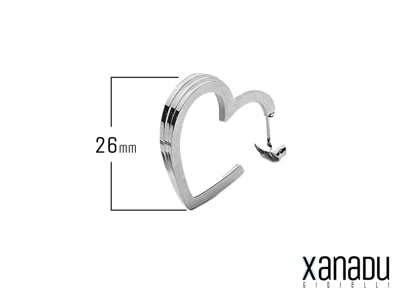 Orecchini triplo cuore a cerchio in acciaio inossidabile