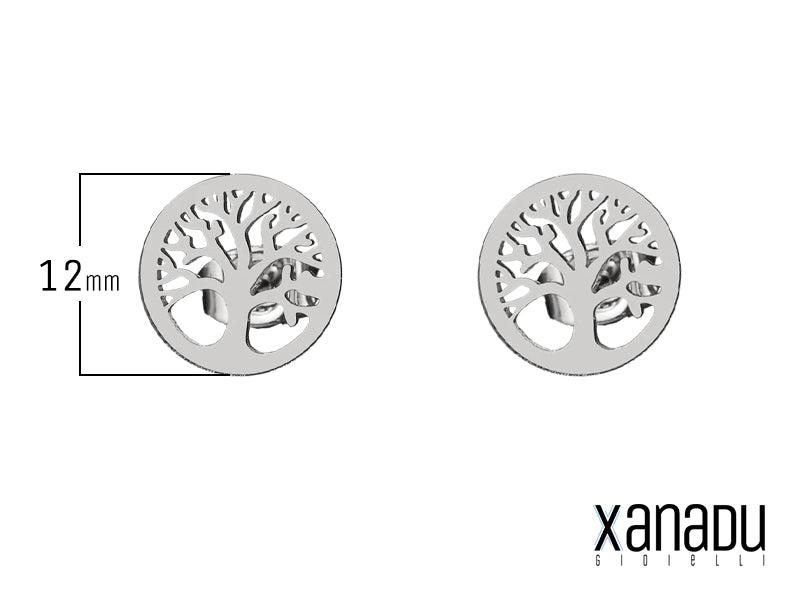 Dimensioni orecchini in acciaio argentato con albero della vita