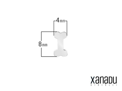 Orecchini a bottone con osso di cane in acciaio - 8 mm