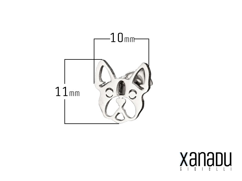 Dimensioni orecchini Xanadu Gioielli raffigurante un bulldog francese