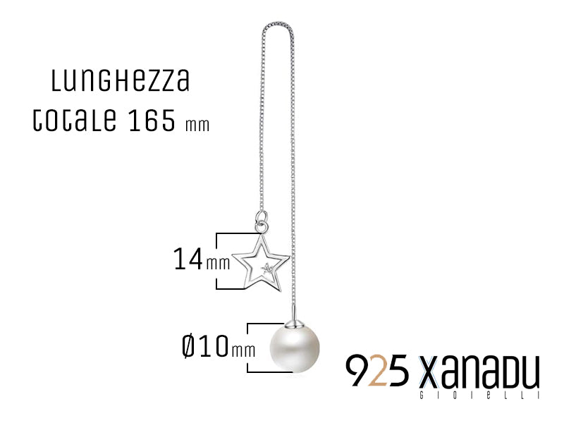 Orecchini Xanadu gioielli realizzati in argento sterling infila stelle con perla di fiume