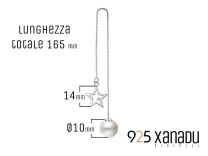 Orecchini Xanadu gioielli realizzati in argento sterling infila stelle con perla di fiume