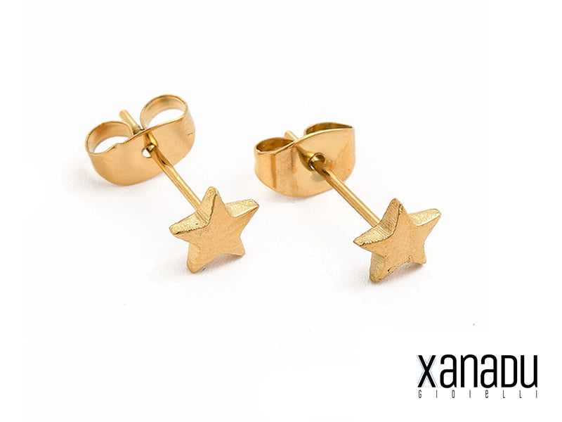 Orecchini a bottone in acciaio a forma di stella - 5.5 mm