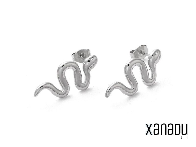 Orecchini a lobo realizzati in acciaio inossidabile chirurgico, ipoallergenico e resistente. Ogni orecchino raffigura un serpente stilizzato, con dettagli finemente lavorati. Un gioiello elegante e raffinato.