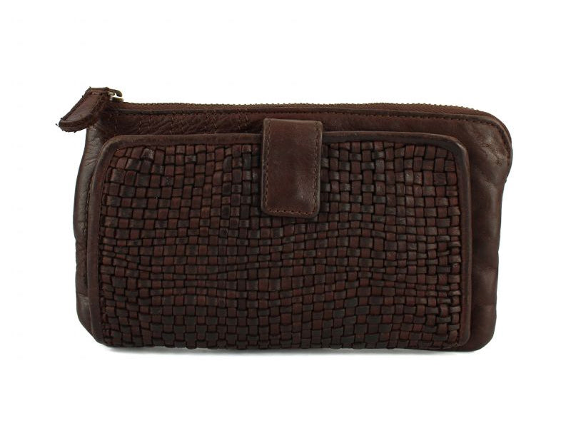 Origami card holder wallet in genuine woven leather 