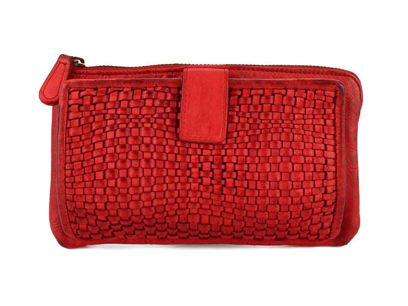 Origami card holder wallet in genuine woven leather 