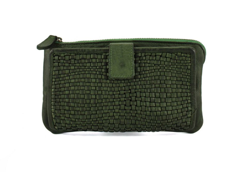 Origami card holder wallet in genuine woven leather 