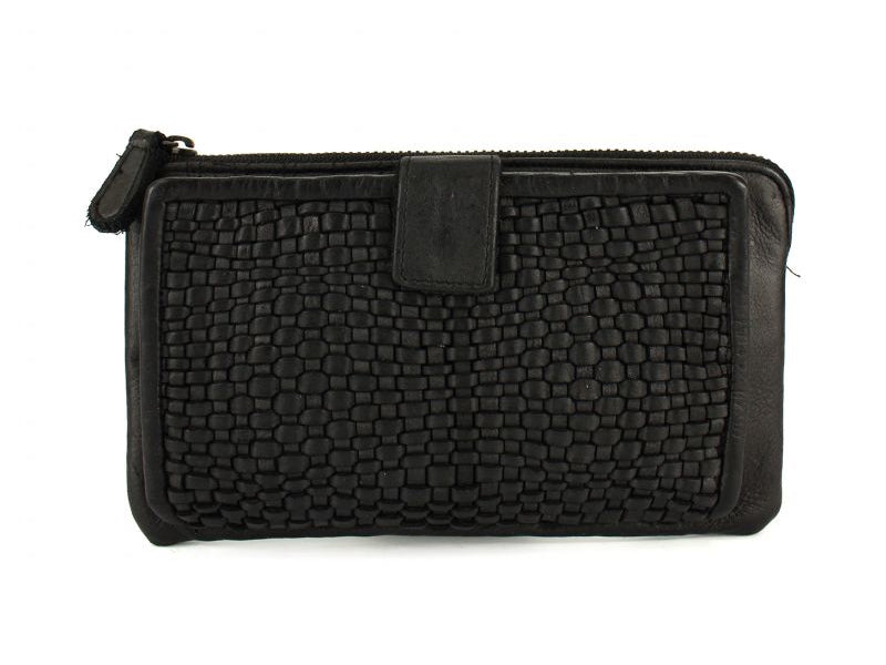 Origami card holder wallet in genuine woven leather 