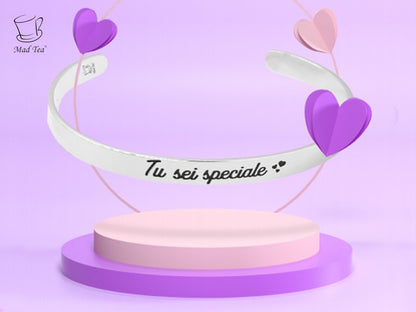Stainless stell Dumbo collection bangle bracelet with You are special text