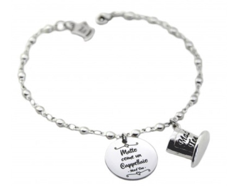 Bracciale "Matto come un Cappellaio" in acciaio