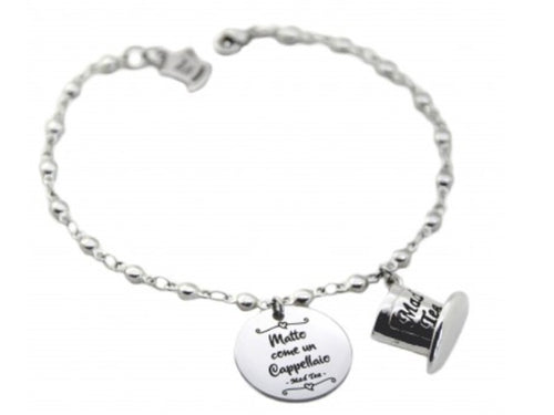 Bracciale "Matto come un Cappellaio" in acciaio