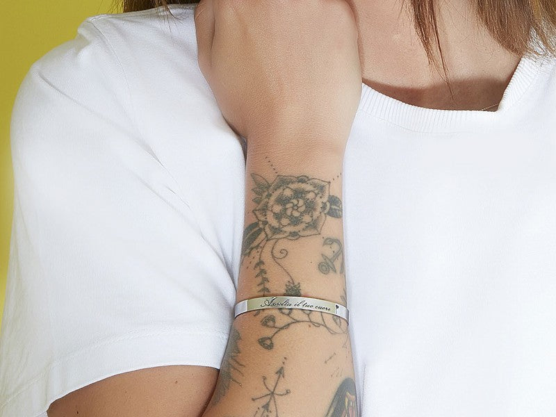 tattoo girl stainless steel bangle bracelet 