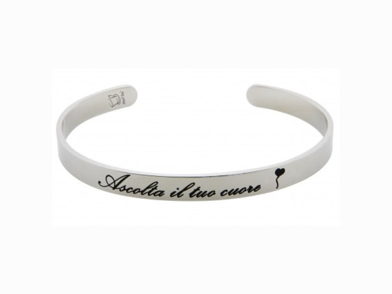 Bracciale rigido con incisa la frase "Ascolta il tuo cuore" ispirata alla favola di UP.