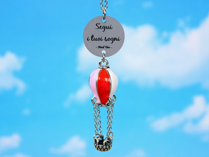 Collana segui i tuoi sogni collezione Dream Big di Mad Tea con mongolfiera 3d