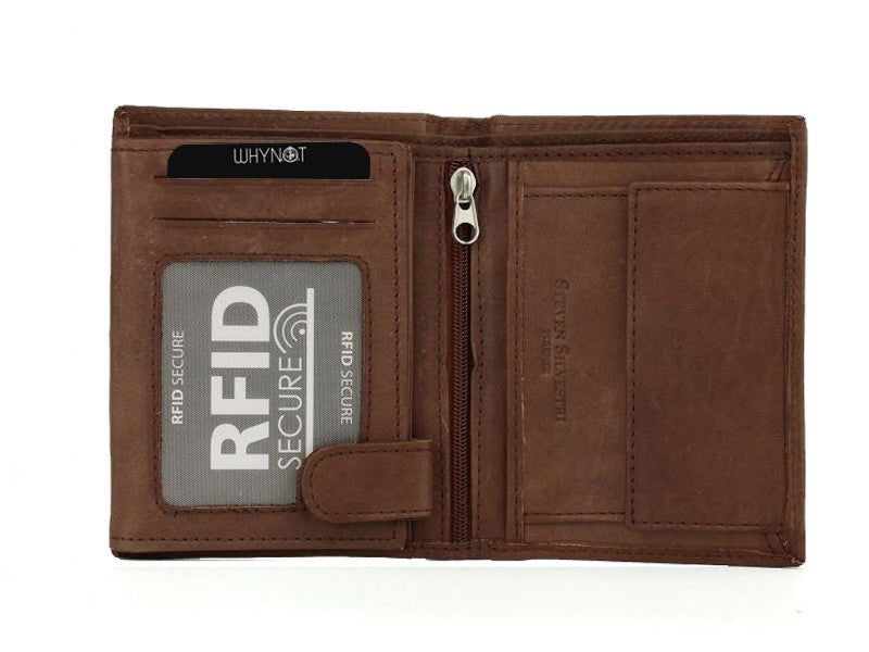 Vertical ANTI-RFID wallet for men in genuine leather 