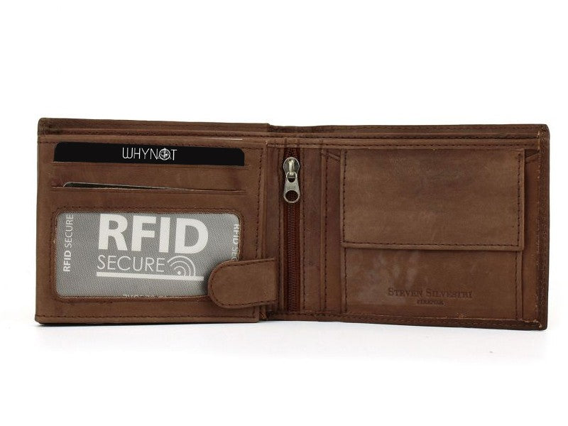 Mini portafoglio RFID da uomo in vera Pelle