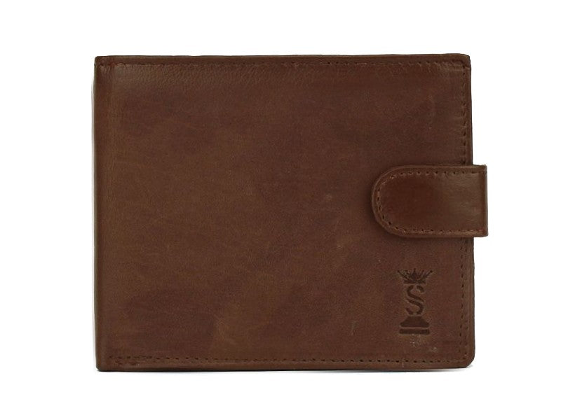 Portafoglio ANTI-RFID da uomo in vera pelle con bottone