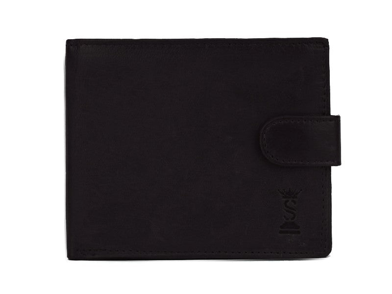 Portafoglio ANTI-RFID da uomo in vera pelle con bottone