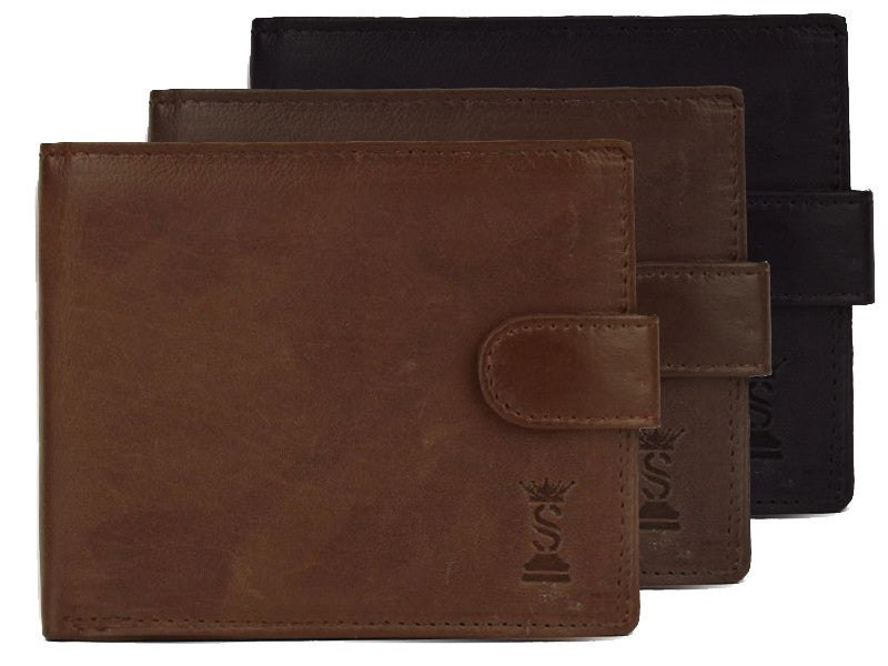 Portafoglio ANTI-RFID da uomo in vera pelle con bottone