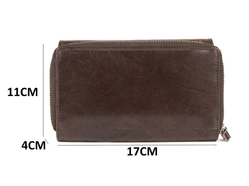 Portafoglio ANTI-RFID da donna in vera pelle multi scomparto